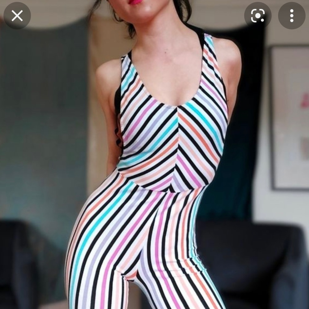 Brand New! Motel Rocks Candy Stripe Summer Titanium Unitard Jumpsuit SOLD OUT